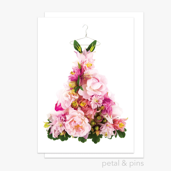 aquilegia & rose dress greeting card by petal & pins