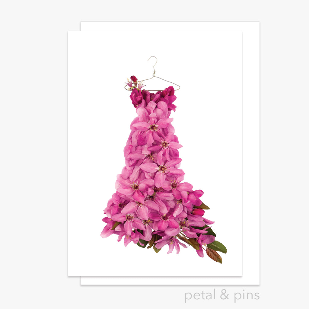 crabapple blossom dress greeting card by petal & pins