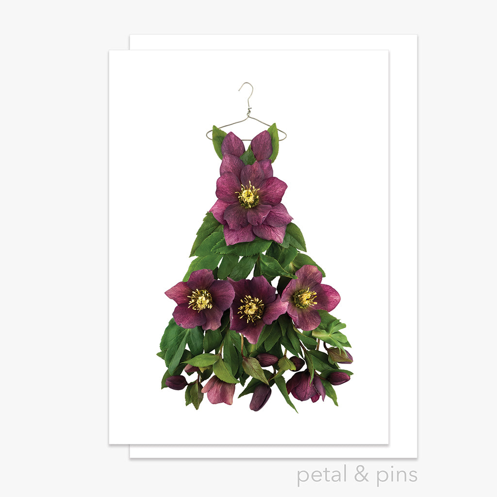 winter rose dress greeting card from the garden fairy's wardrobe by petal & pins