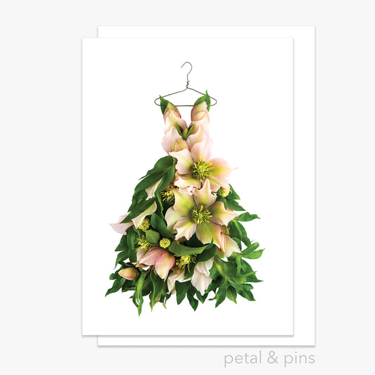 romance dress greeting card by petal & pins