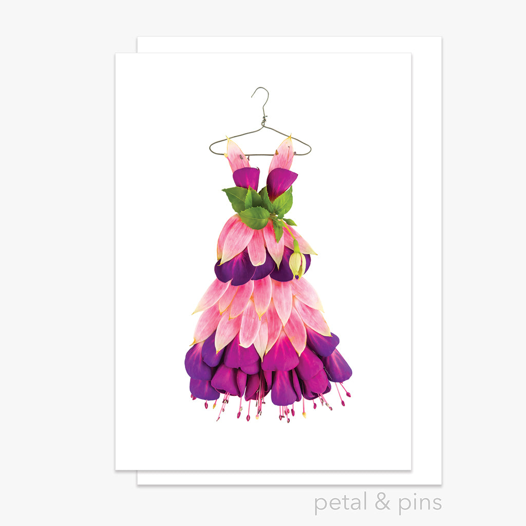 fuchsia sundress greeting card by petal & pins
