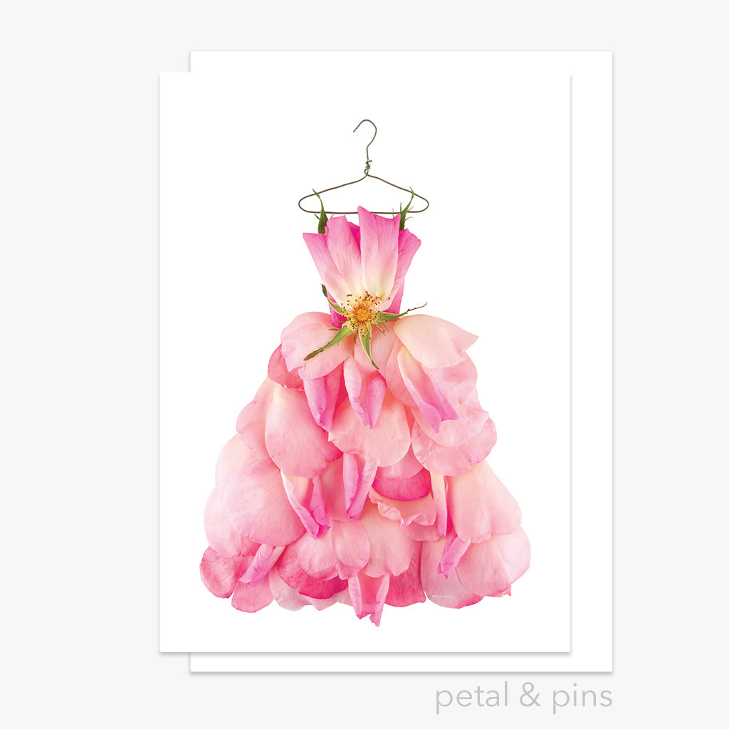 vintage rose dress greeting card from the garden fairy's wardrobe by petal & pins