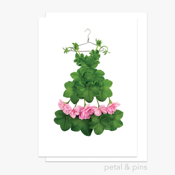 geranium leaf dress greeting card from the garden fairy's wardrobe by petal & pins