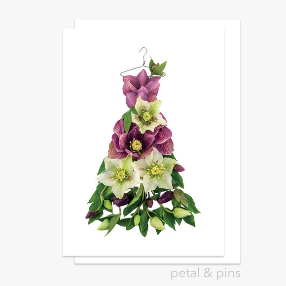 hellebore dress greeting card from the garden fairy's wardrobe by petal & pins