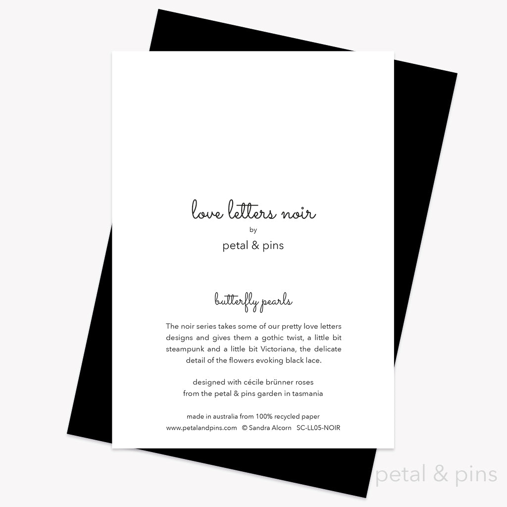 butterfly pearls noir greeting card