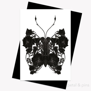 butterfly pearls noir greeting card