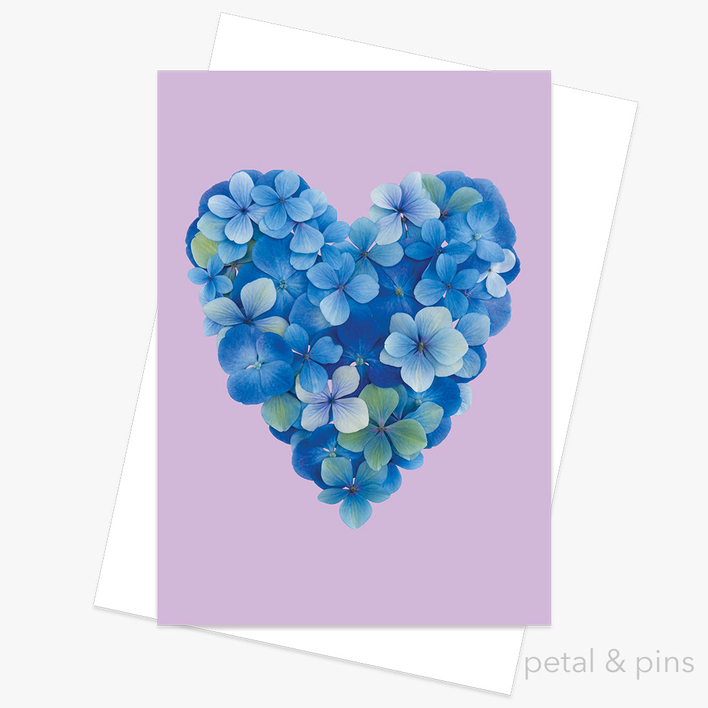 hydrangea blues greeting card by petal & pins