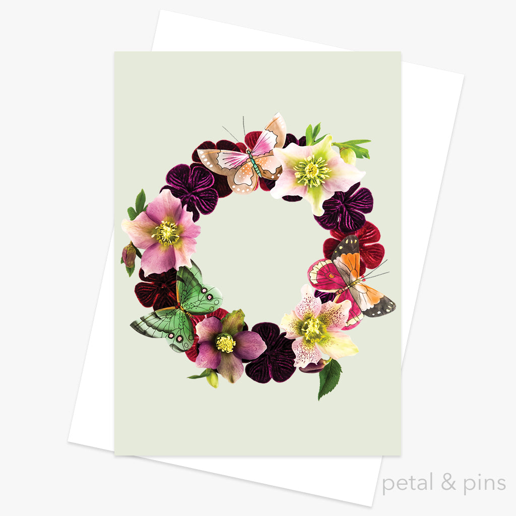 butterfly garland greeting card by petal & pins