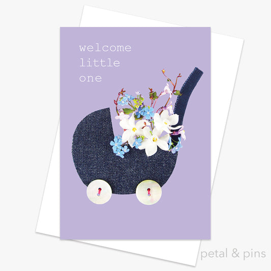 welcome little one baby card from the scrapbook collection by petal & pins