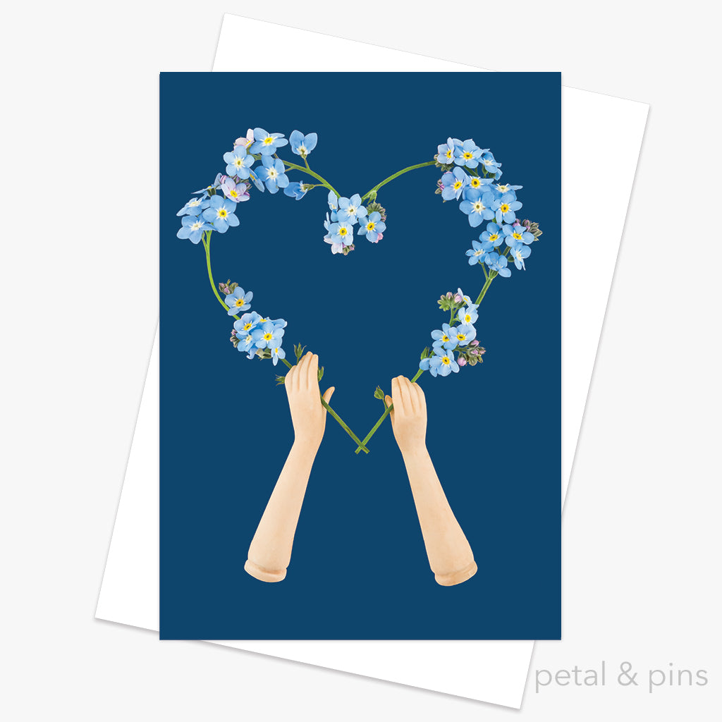 forget-me-not heart sympathy greeting card by petal & pins