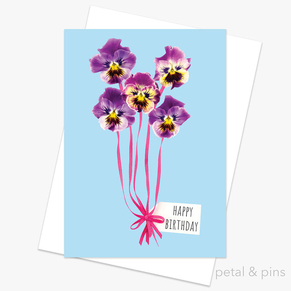 birthday balloons greeting card by petal & pins