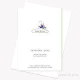 lavender posy greeting card back by petal & pins