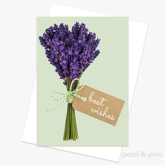 lavender posy best wishes greeting card from the scrapbook collection by petal & pins
