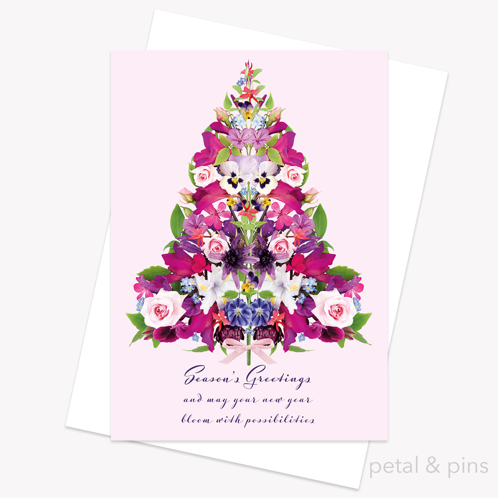 cottage garden christmas tree card from the Scrapbook collection by petal & pins