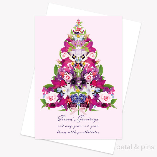 cottage garden christmas tree card from the Scrapbook collection by petal & pins