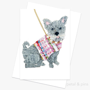 French bulldog greeting card from the tweed menagerie by petal & pins