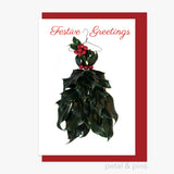 festive greeting holly couture christmas card by petal & pins