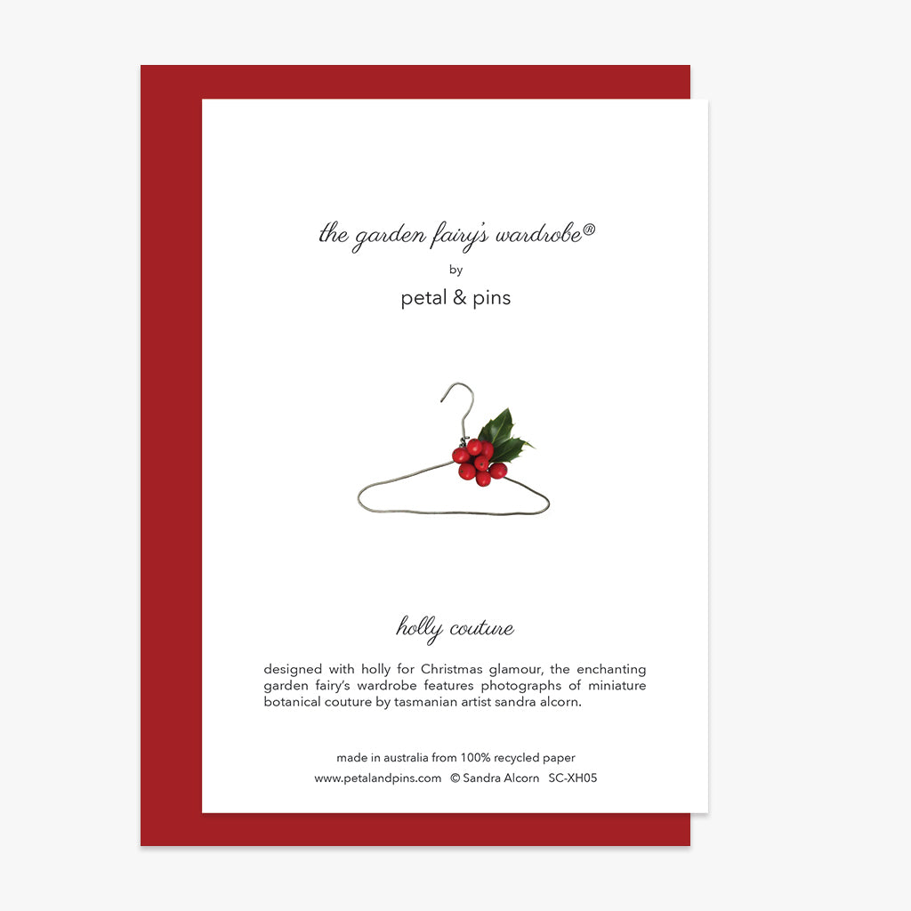 tidings of joy holly couture christmas card back by petal & pins