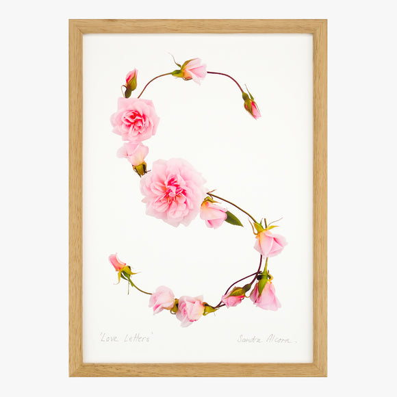 monogram letter S art print from the love letters collection by petal & pins