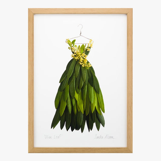 olive leaf dress art print by petal & pins