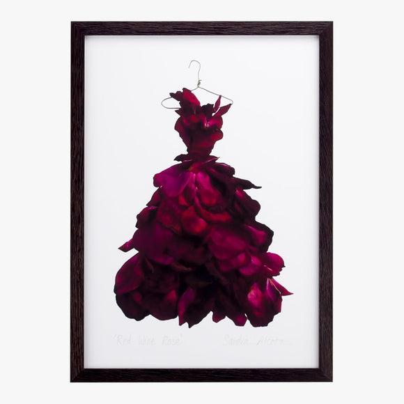 red wine rose gown art print by petal & pins