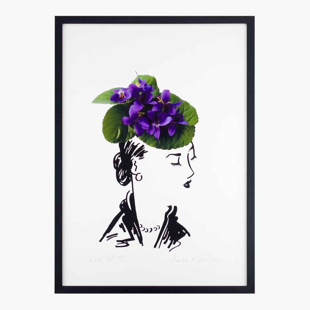 violet hat one art print by petal & pins